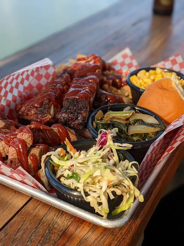 Brisket Pulled Chicken and Pulled Pork